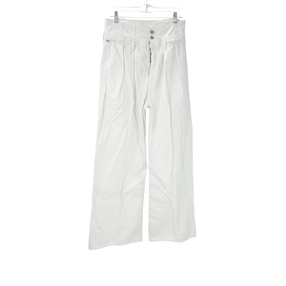 Citizen & Humanity Organic Cotton Pleated Wide-Leg Jeans White Size 29 NWOT - Picture 1 of 11
